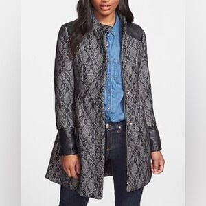 Steve Madden Faux Leather Trim Lace Coat - Size S/P